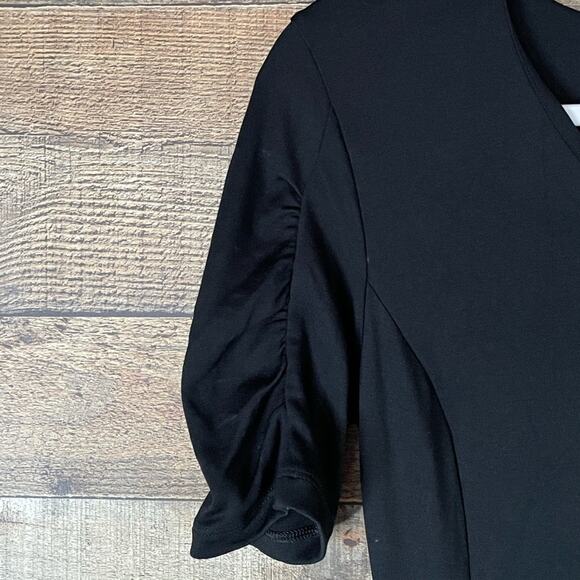 Cabi 3827 Minimalist Dress Shirred Short Sleeve Solid Black Size XS - Picture 7 of 11